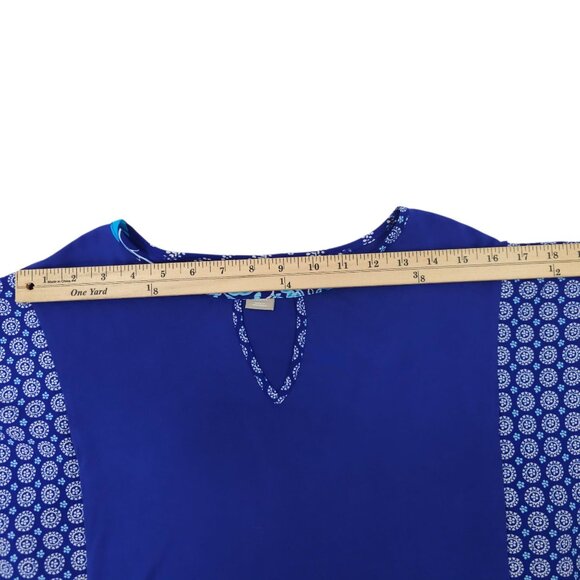 Chicos Pullover Top Womens 2 US L Paisley Handkerchief Batwing Sleeve Keyhole - Picture 4 of 16